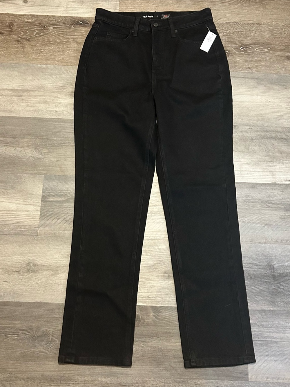 NWT Size 6 Old Navy Black Extra High Rise Curvy Straight Denim Jeans